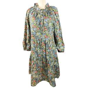 Sara Campbell Lina Dress Floral Long Sleeves Boho Peasant Cottage Core Size M